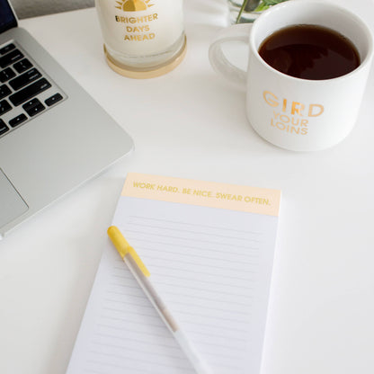Work Hard, Be Nice, Swear Often. Notepad
