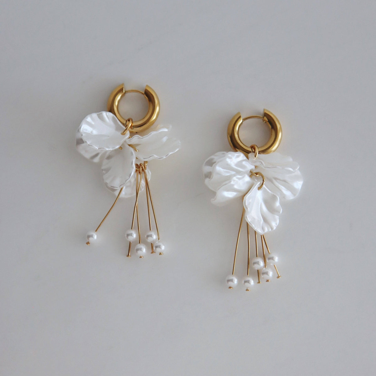 Pearl Petal Drop Hoop