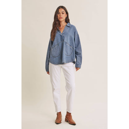 Easy Living Denim Pocket Top