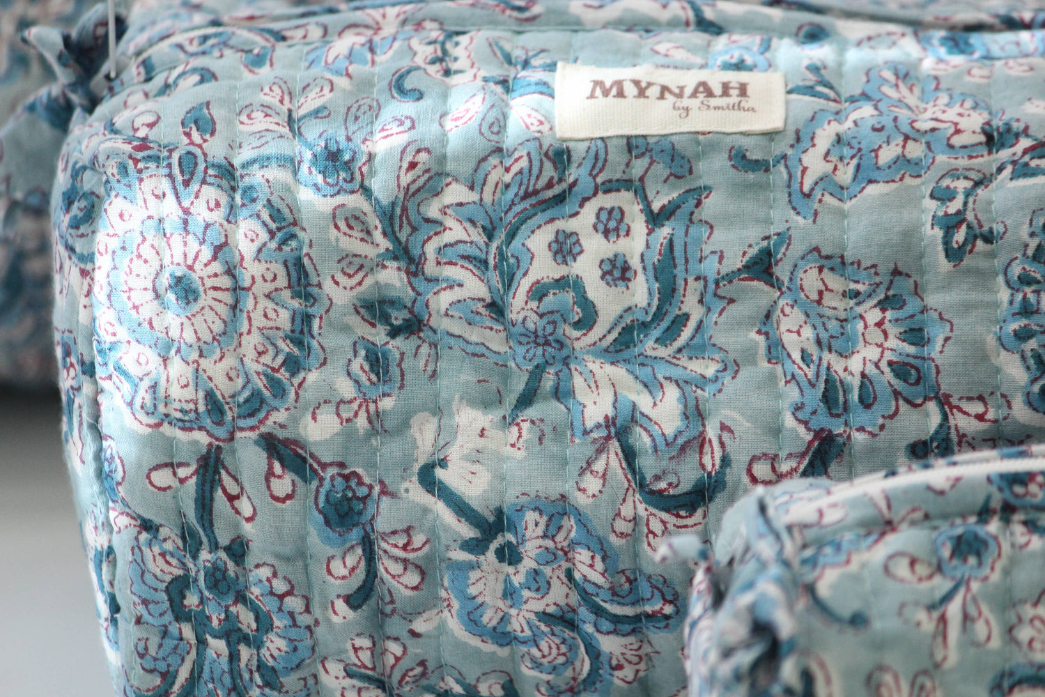 Dusty Blue Vine Print Travel Bag