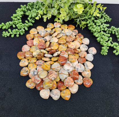 Yellow Crazy Lace Agate Mini Heart