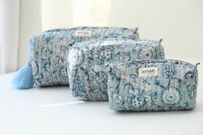Dusty Blue Vine Print Travel Bag