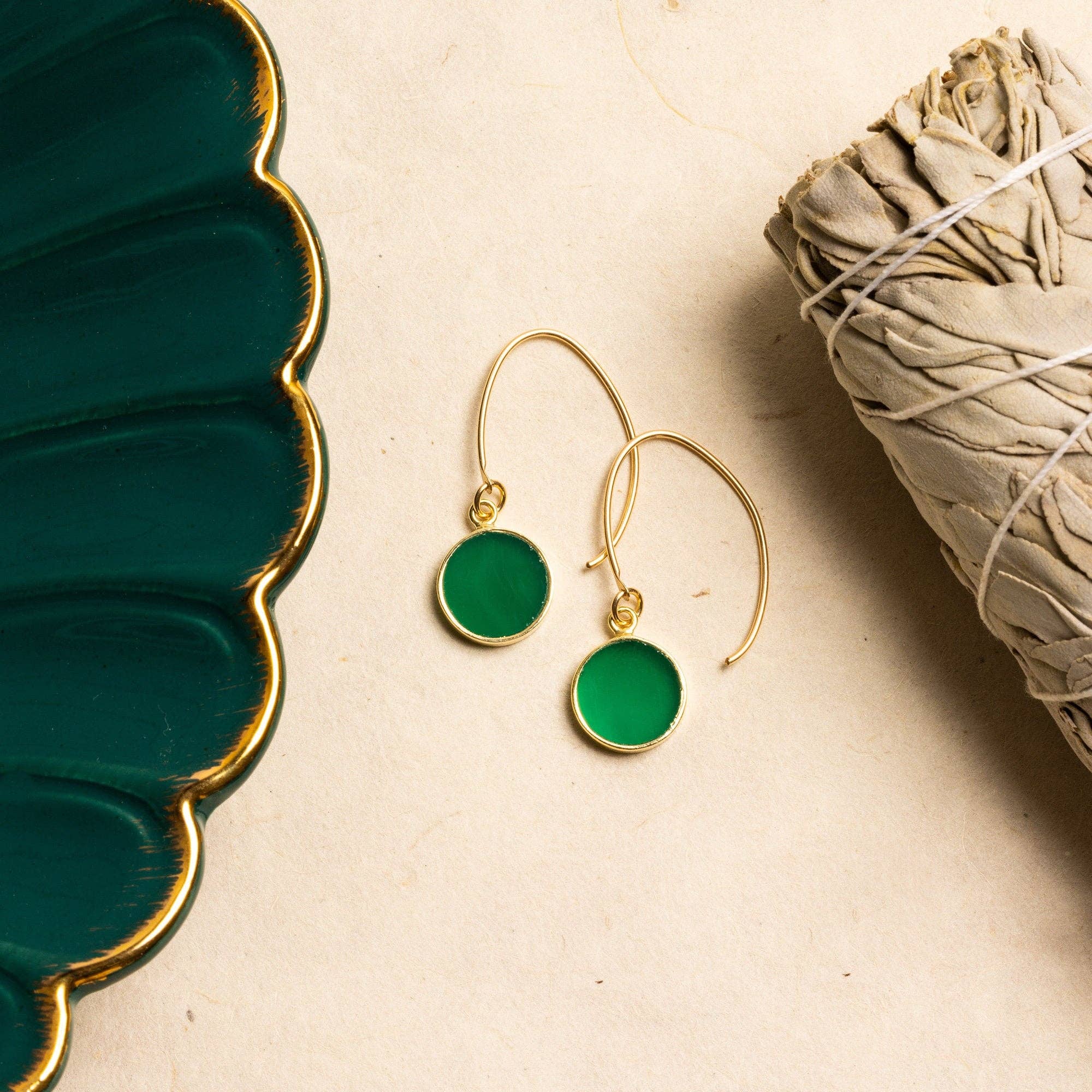 Green Onyx Drop Earrings