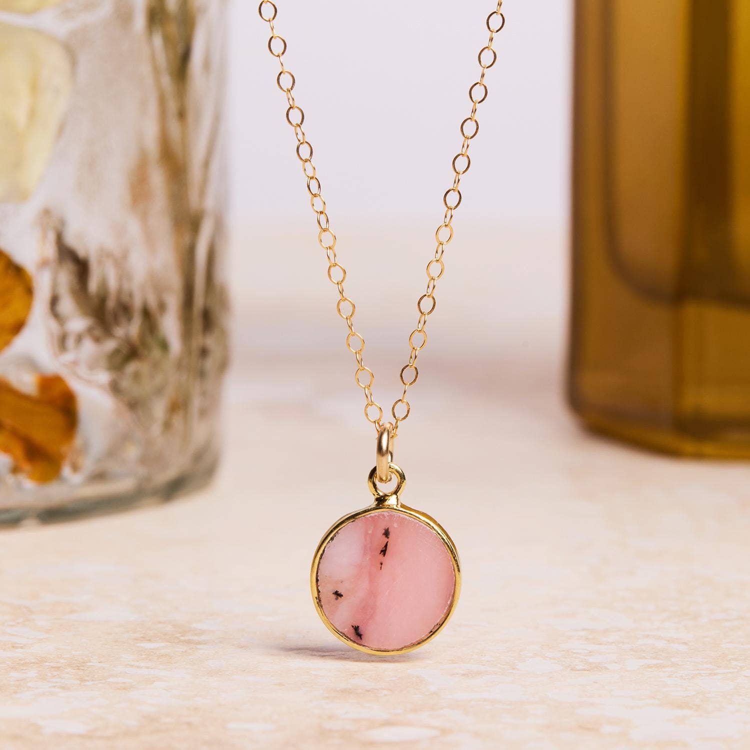 Pink Opal Gemstone Necklace