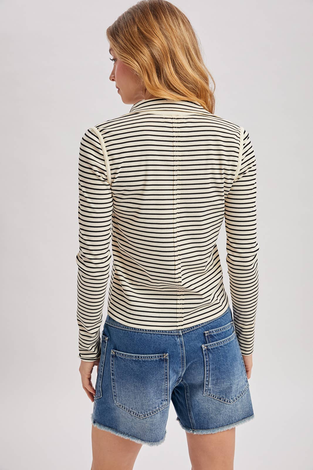 Striped Henley Quarter Snap