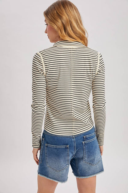 Striped Henley Quarter Snap