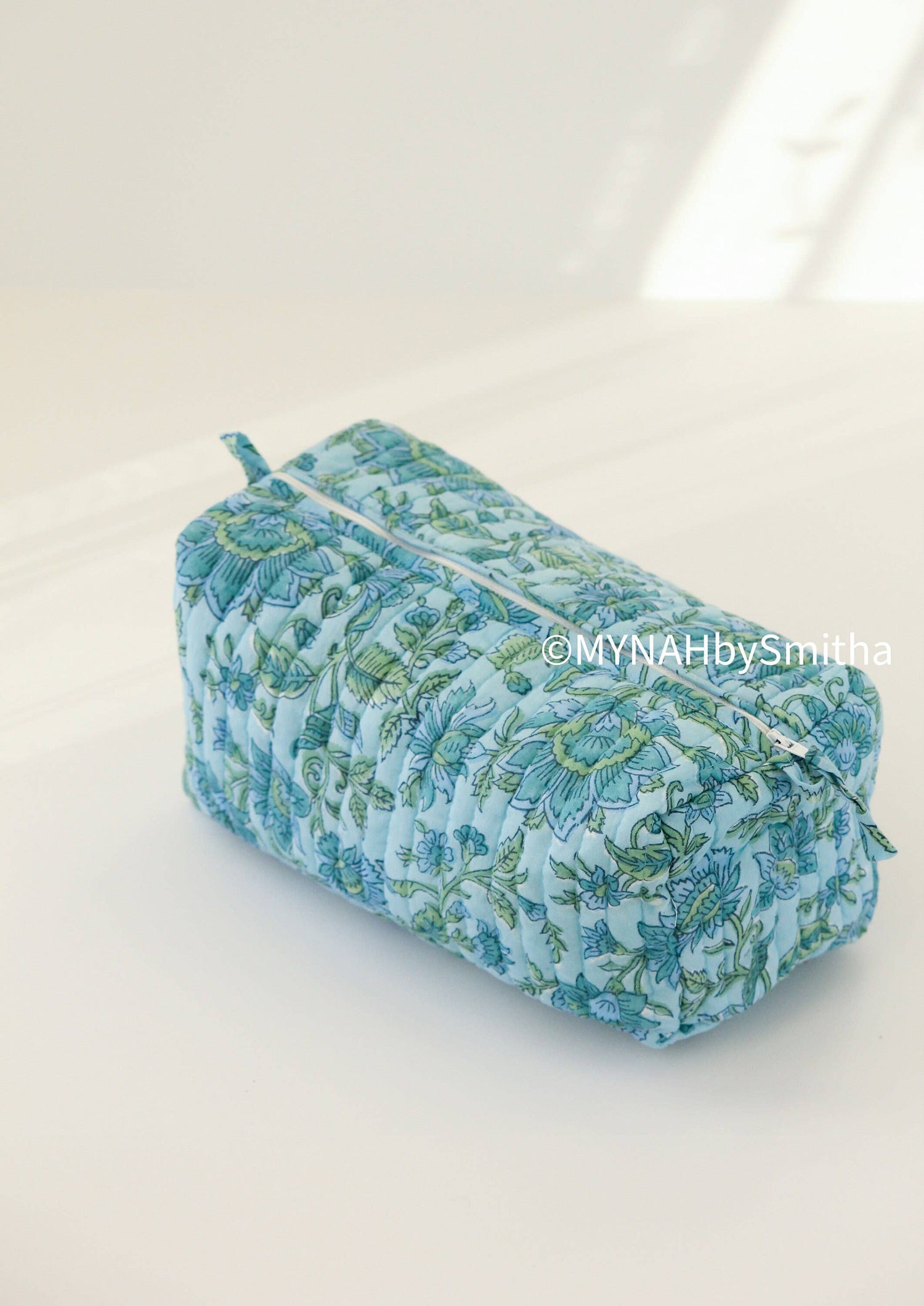 Blue Green Floral Travel Bag