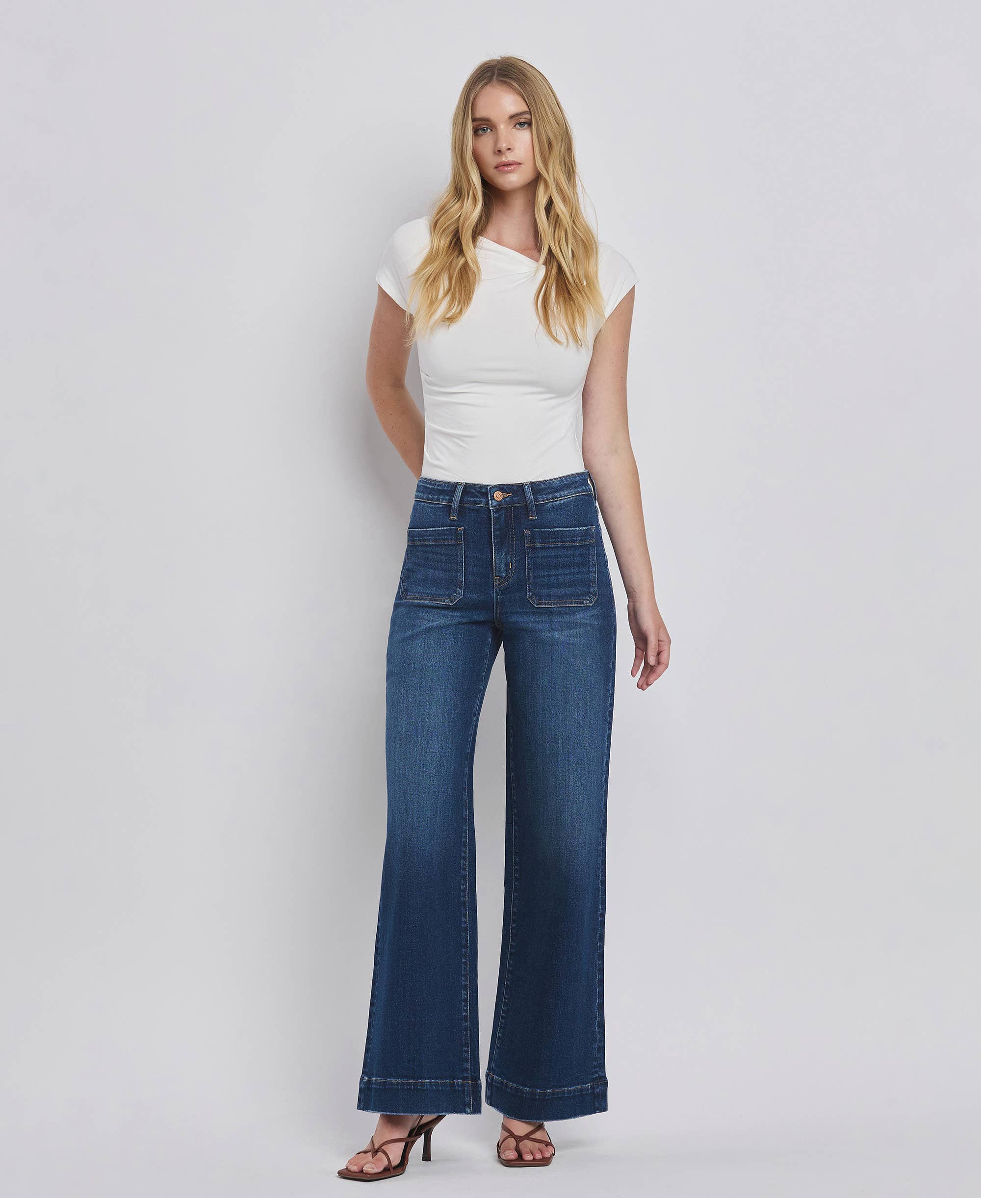 High Rise Patch Jeans