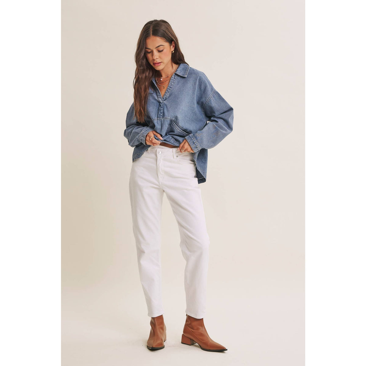 Easy Living Denim Pocket Top