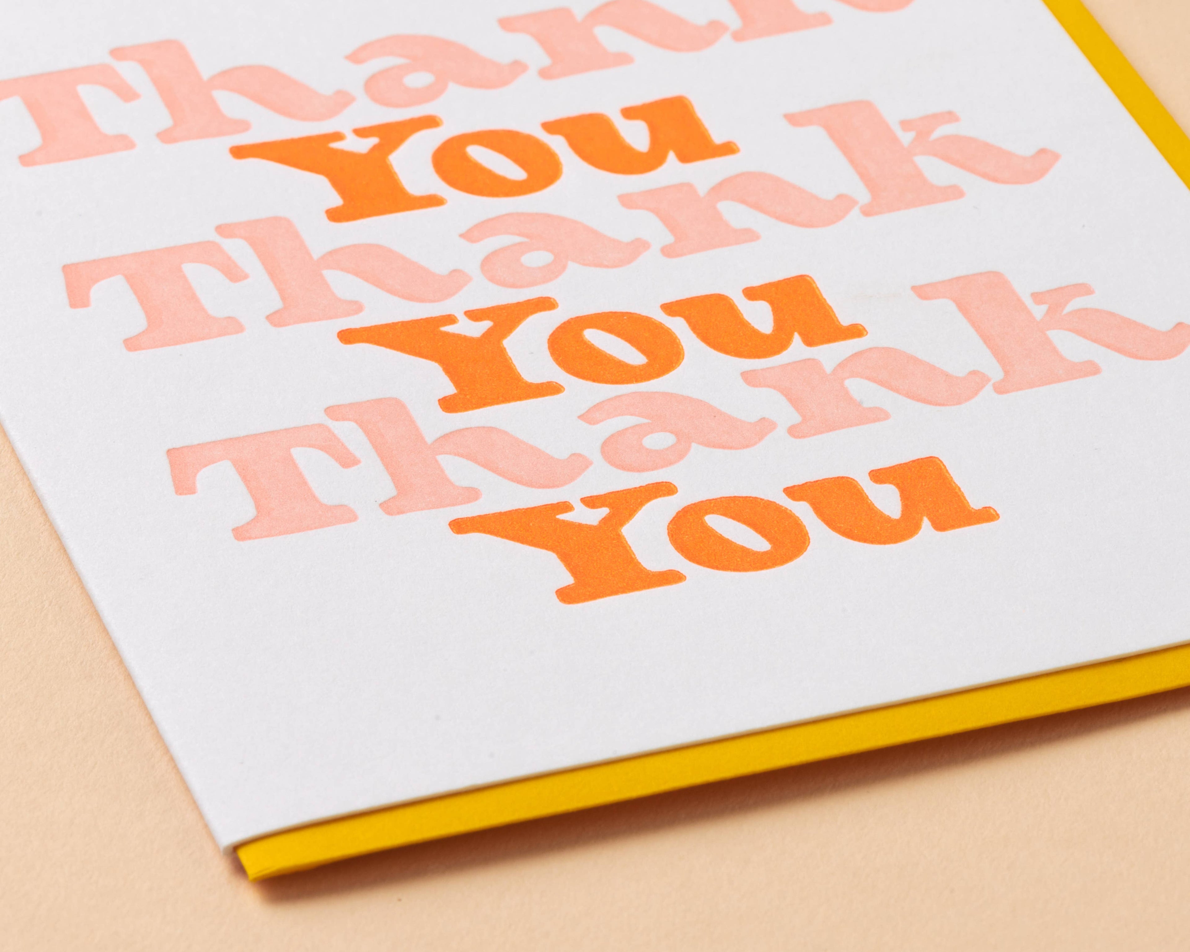 Thank You Card—Three Thanks Pink and Orange
