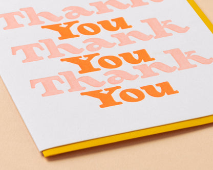 Thank You Card—Three Thanks Pink and Orange