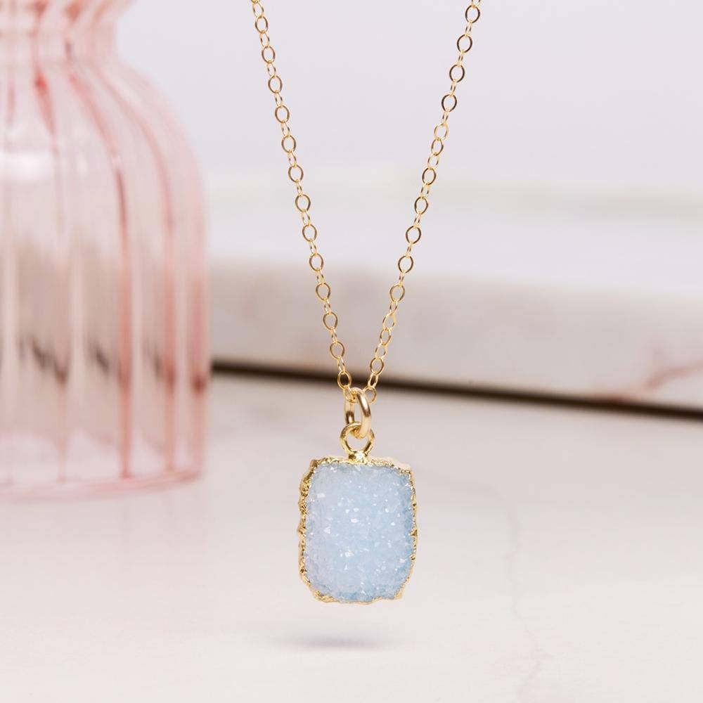 Blue Rectangle Druzy Pendant