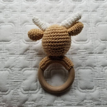 Highland Cow Crochet Rattle