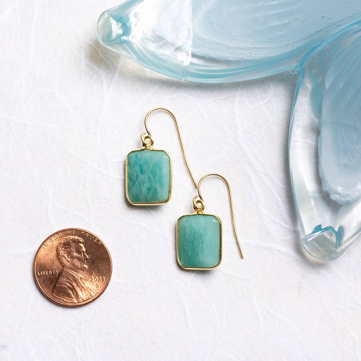 Amazonite Emerald Cut Earrings