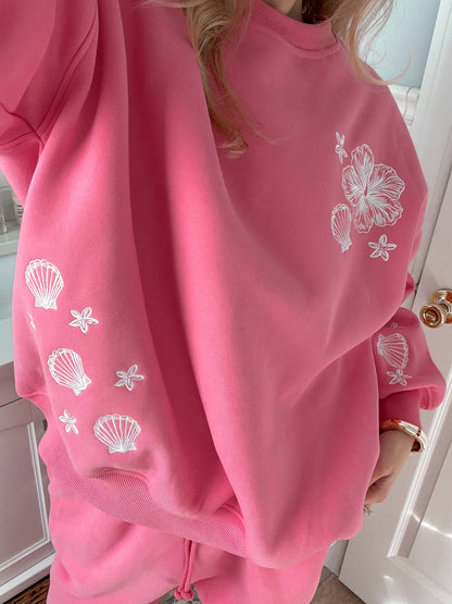 Hibiscus Tropical Embroider Sweatshirt