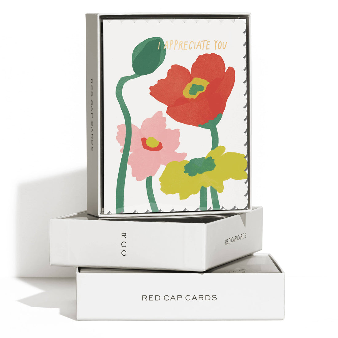 Scalloped Poppy Thank You Card