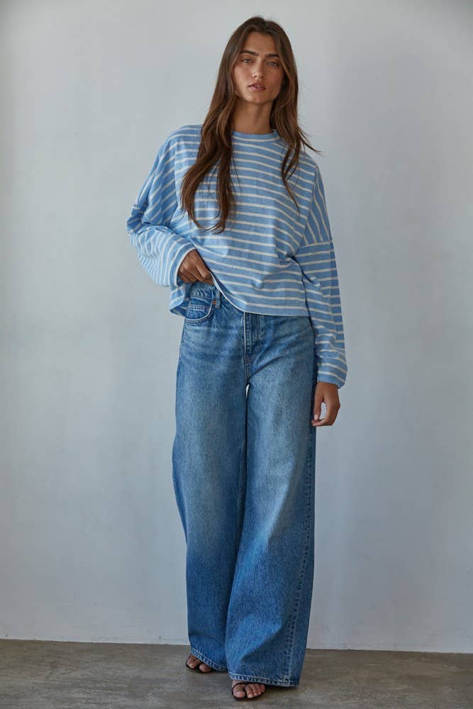 Striped Mock Neck Long Sleeve