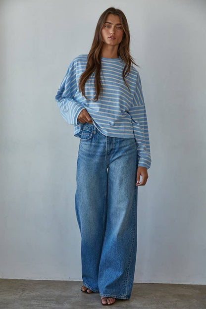 Striped Mock Neck Long Sleeve