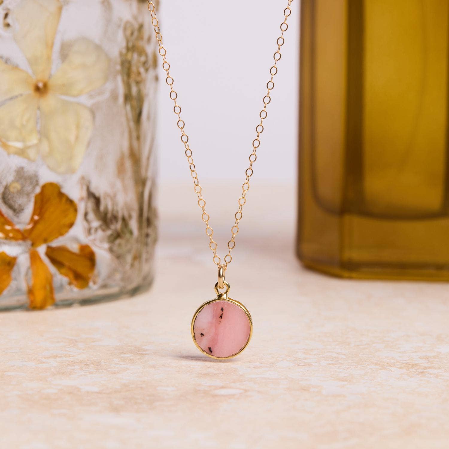 Pink Opal Gemstone Necklace