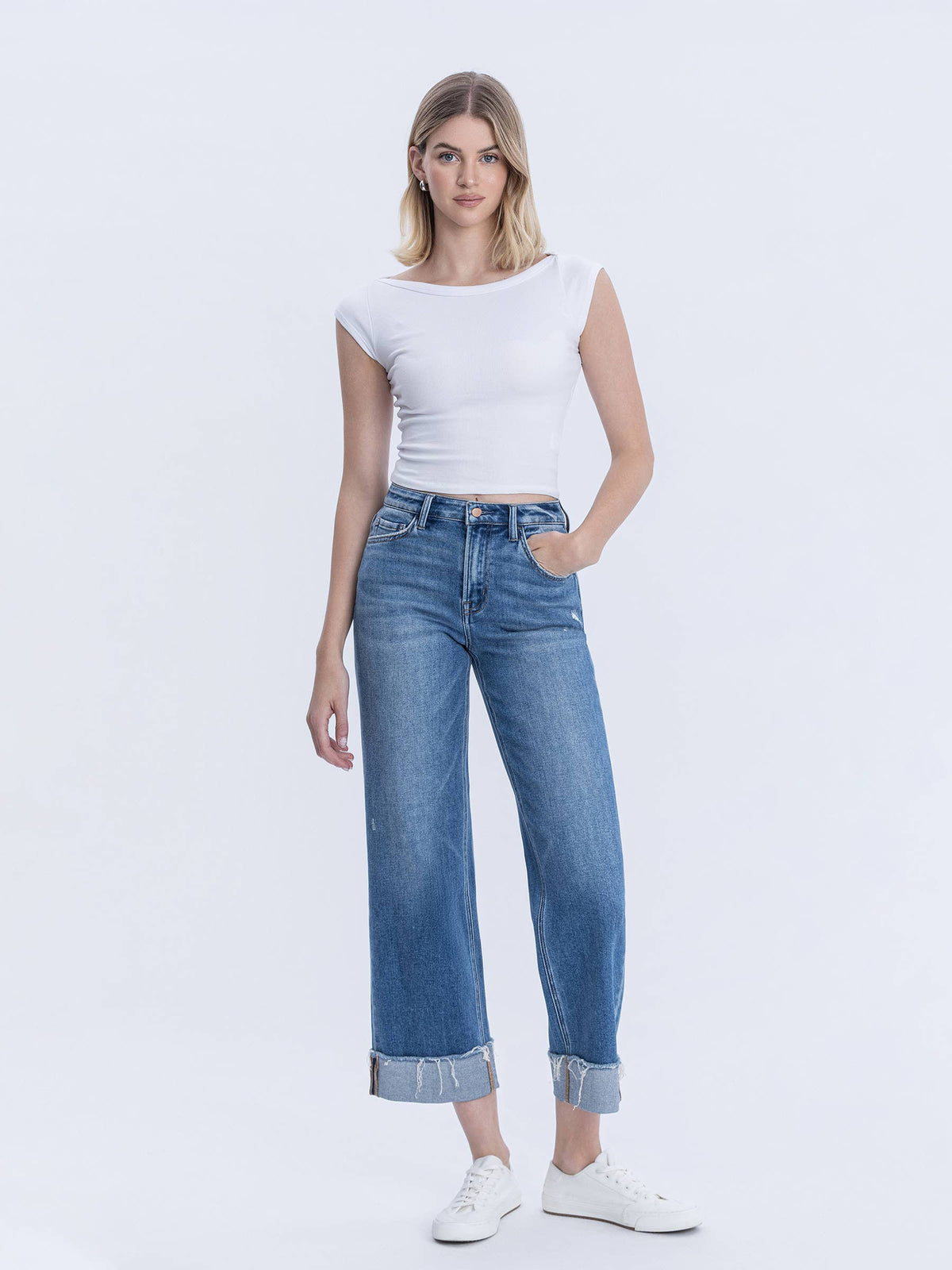 Julia Cuffed Slim Wide Jeans