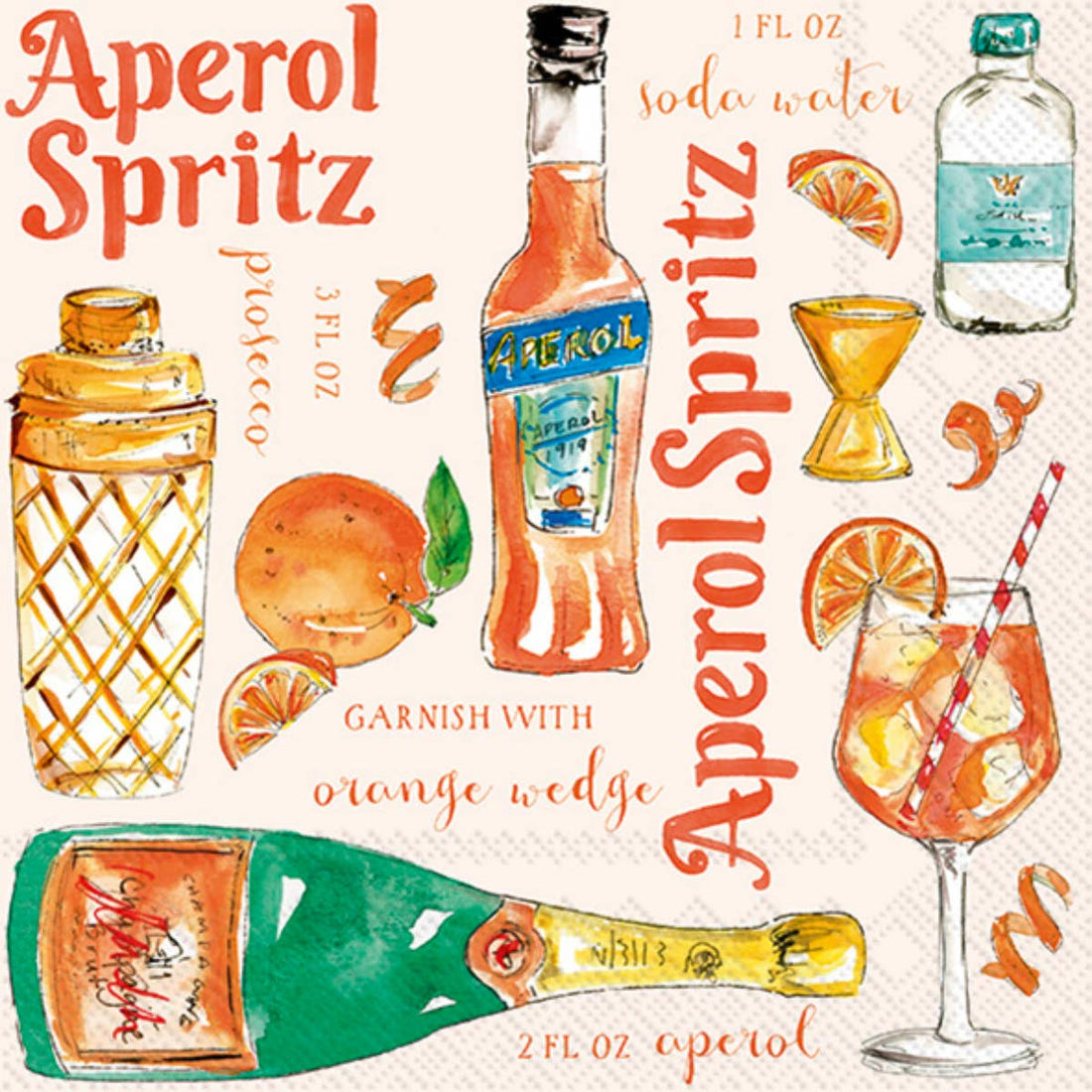 Aperol Spritz Cocktail Napkins