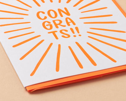 Electric Orange Congrats Card