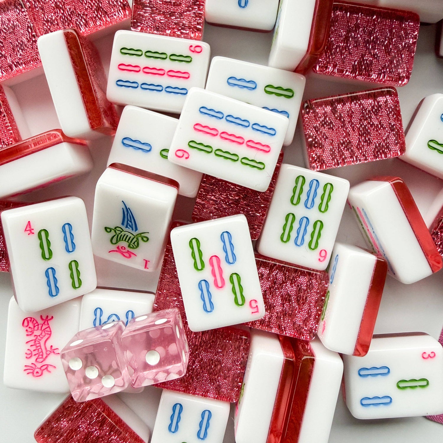 Glitter Sparkle - Mahjong Tiles – American Mahjong Tile Set (166 Tiles) Pink