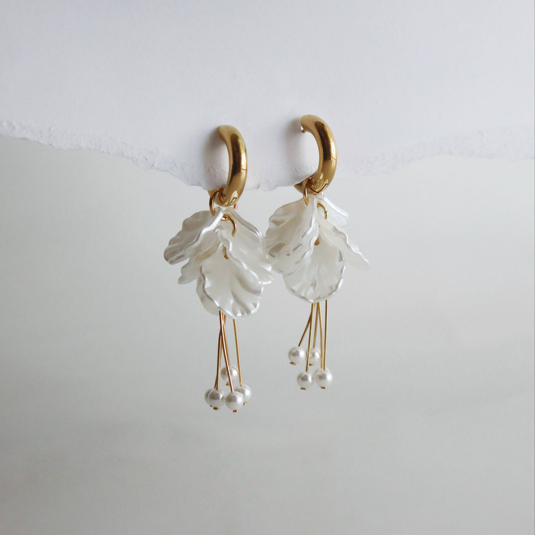 Pearl Petal Drop Hoop