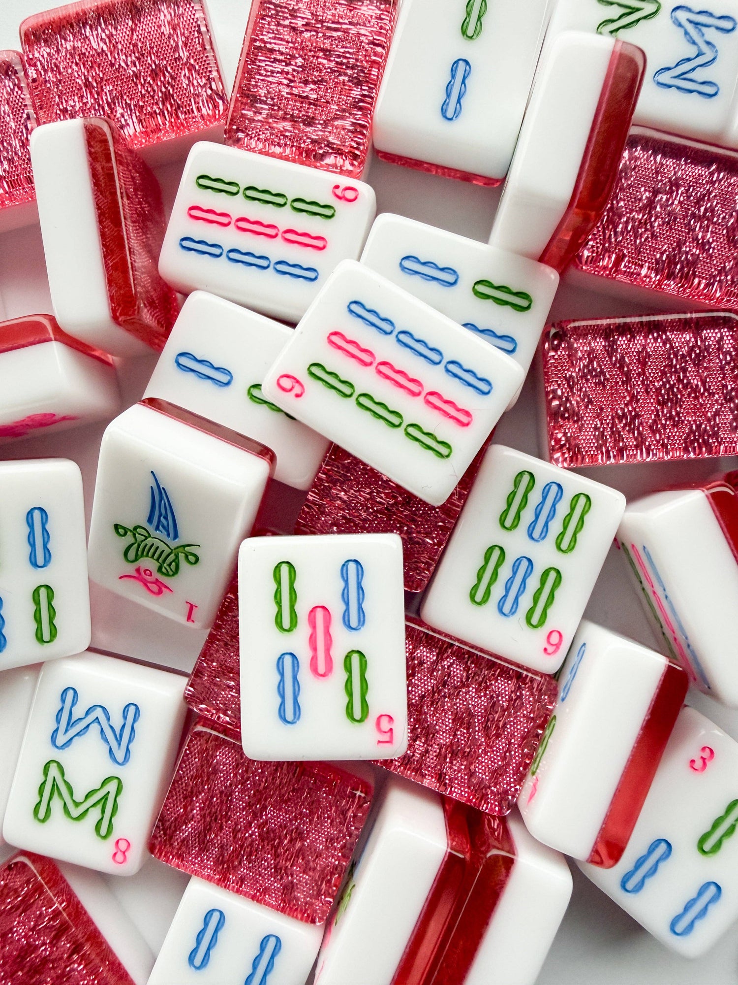 Glitter Sparkle - Mahjong Tiles – American Mahjong Tile Set (166 Tiles) Pink