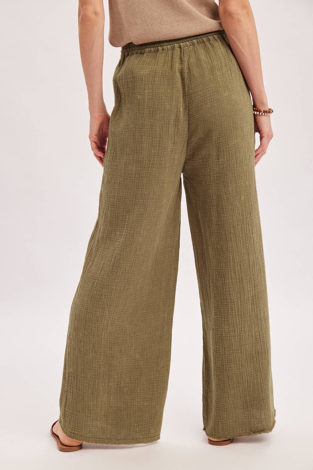 Crinkled Gauze Wide Leg Pants