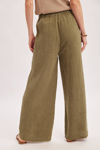 Crinkled Gauze Wide Leg Pants