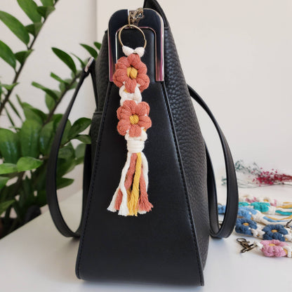 Macrame Daisy Keychain