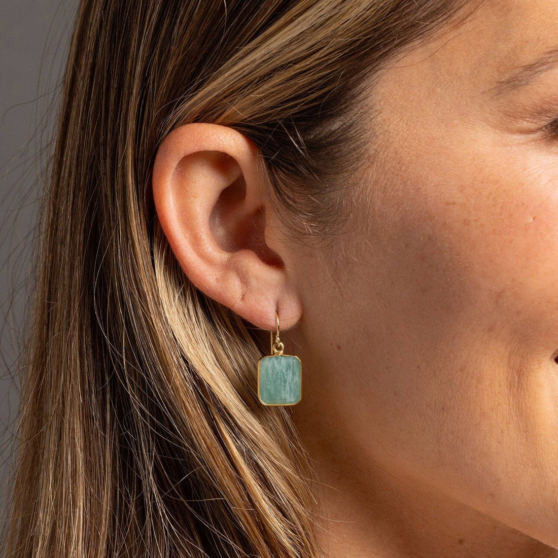 Amazonite Emerald Cut Earrings