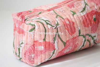 Peach Poppies Travel Pouch