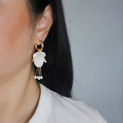 Pearl Petal Drop Hoop