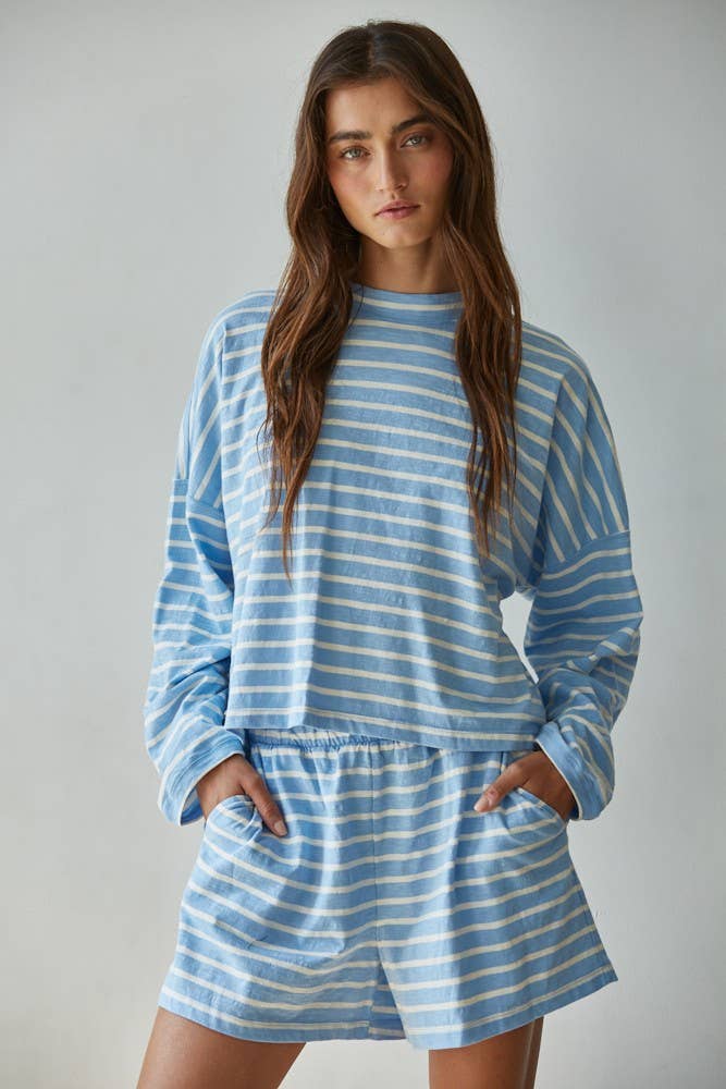 Striped Mock Neck Long Sleeve