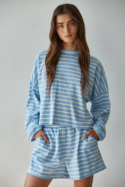 Striped Mock Neck Long Sleeve