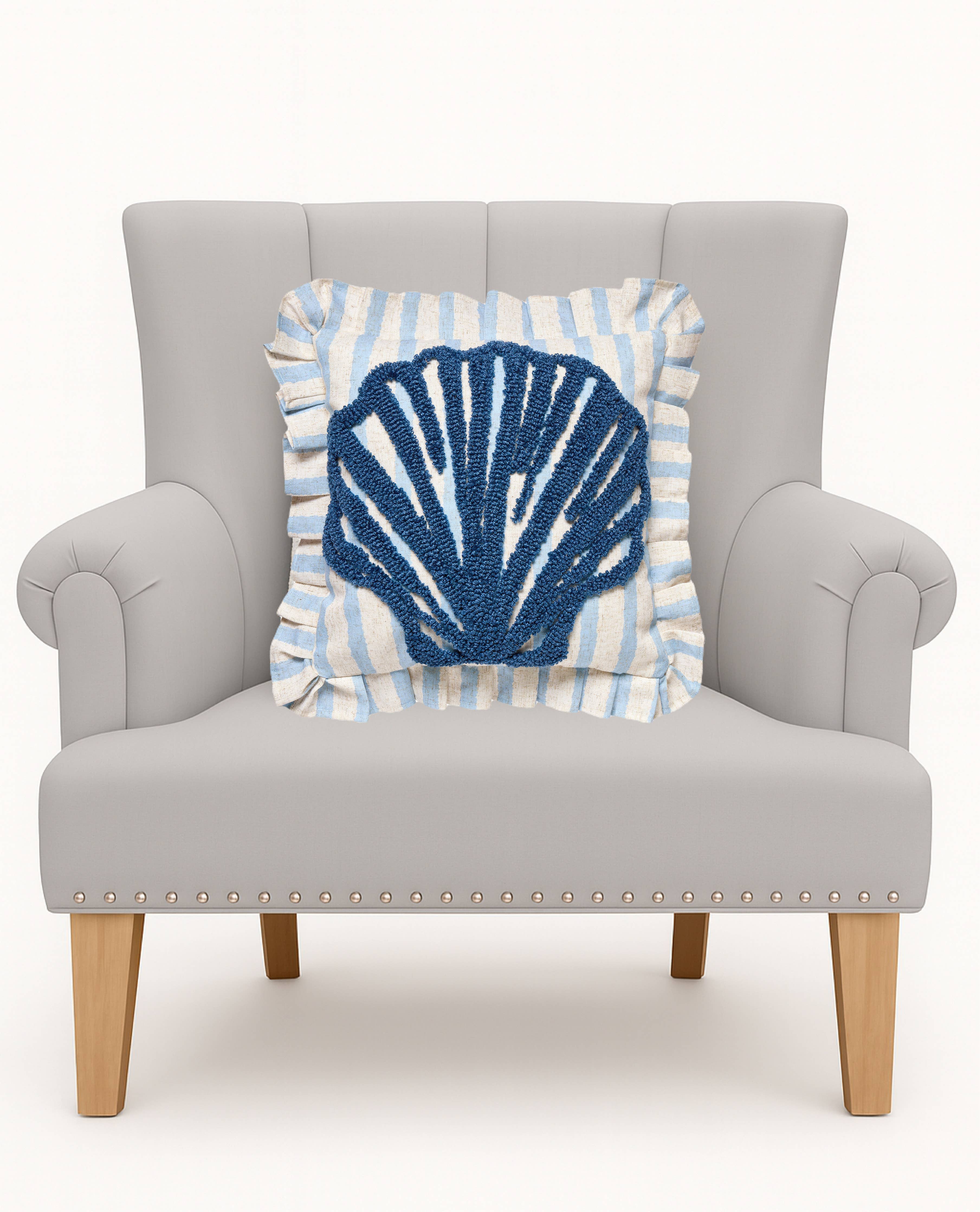 Coastal Shell Tufted Hook Pillow