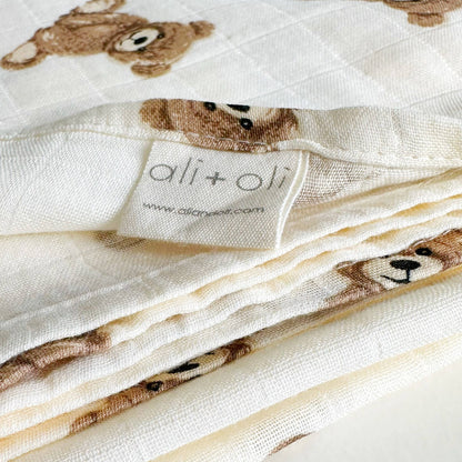 Teddy Bamboo Muslin Swaddle Baby Blanket