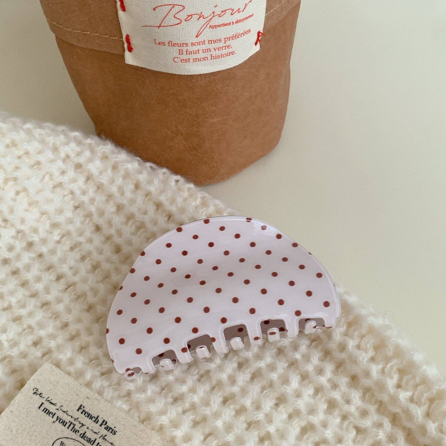Polka Dot Crescent Clip