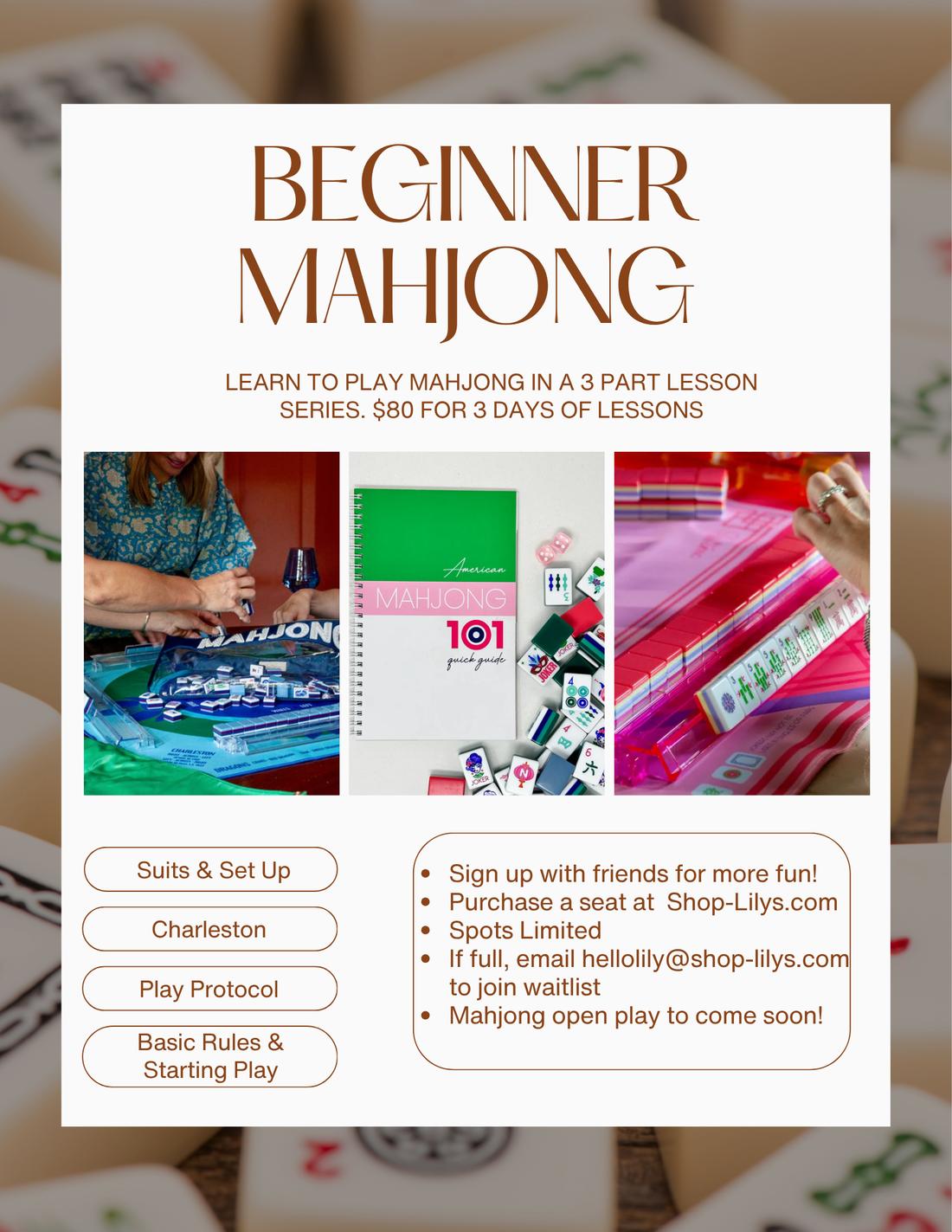 Beginner Mahjong At Lily&