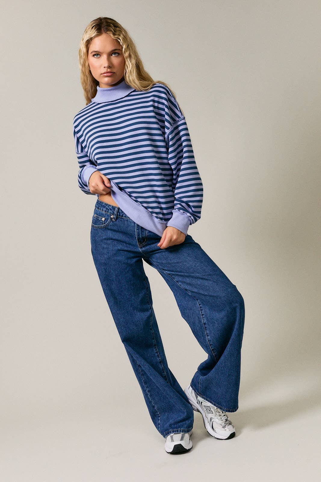 Grace Striped Mock Neck