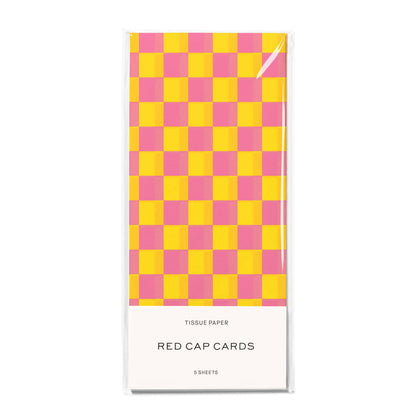 Pink and Yellow Checkers tissue paper