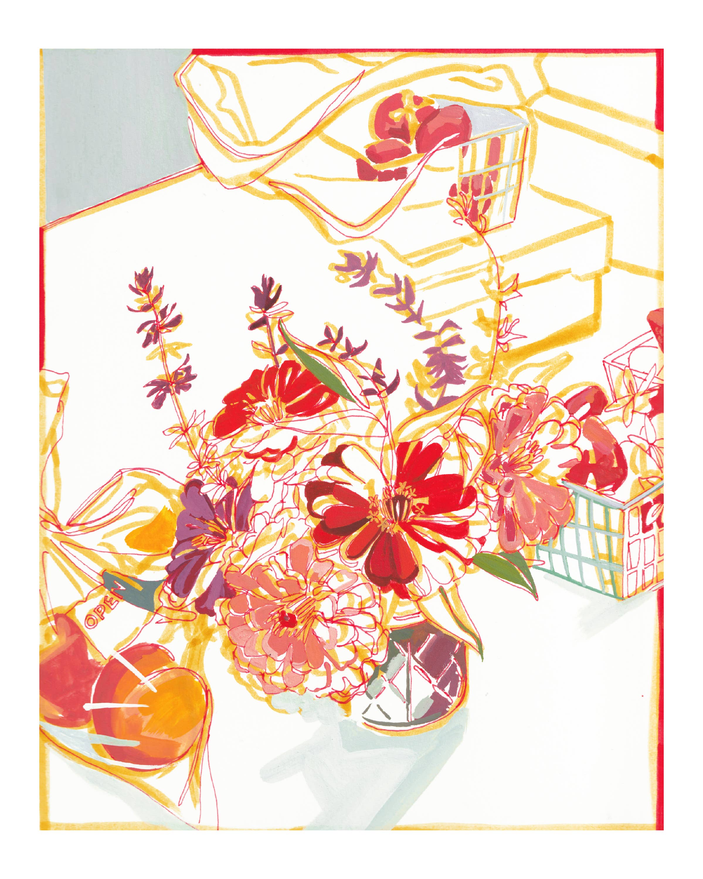"Kiawah Market"  Daisies and Fruit Print