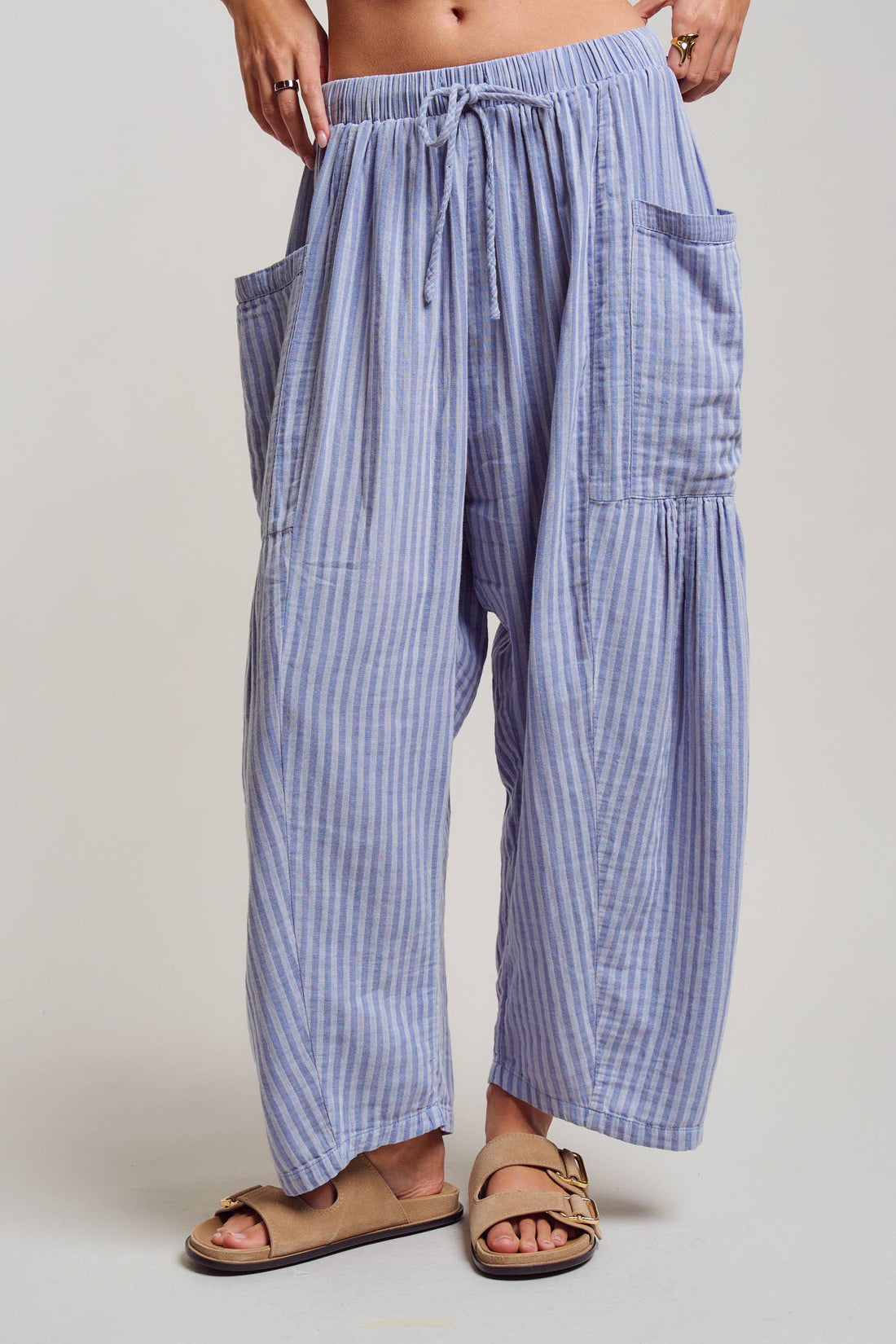 Striped Drawstring Harem Pants