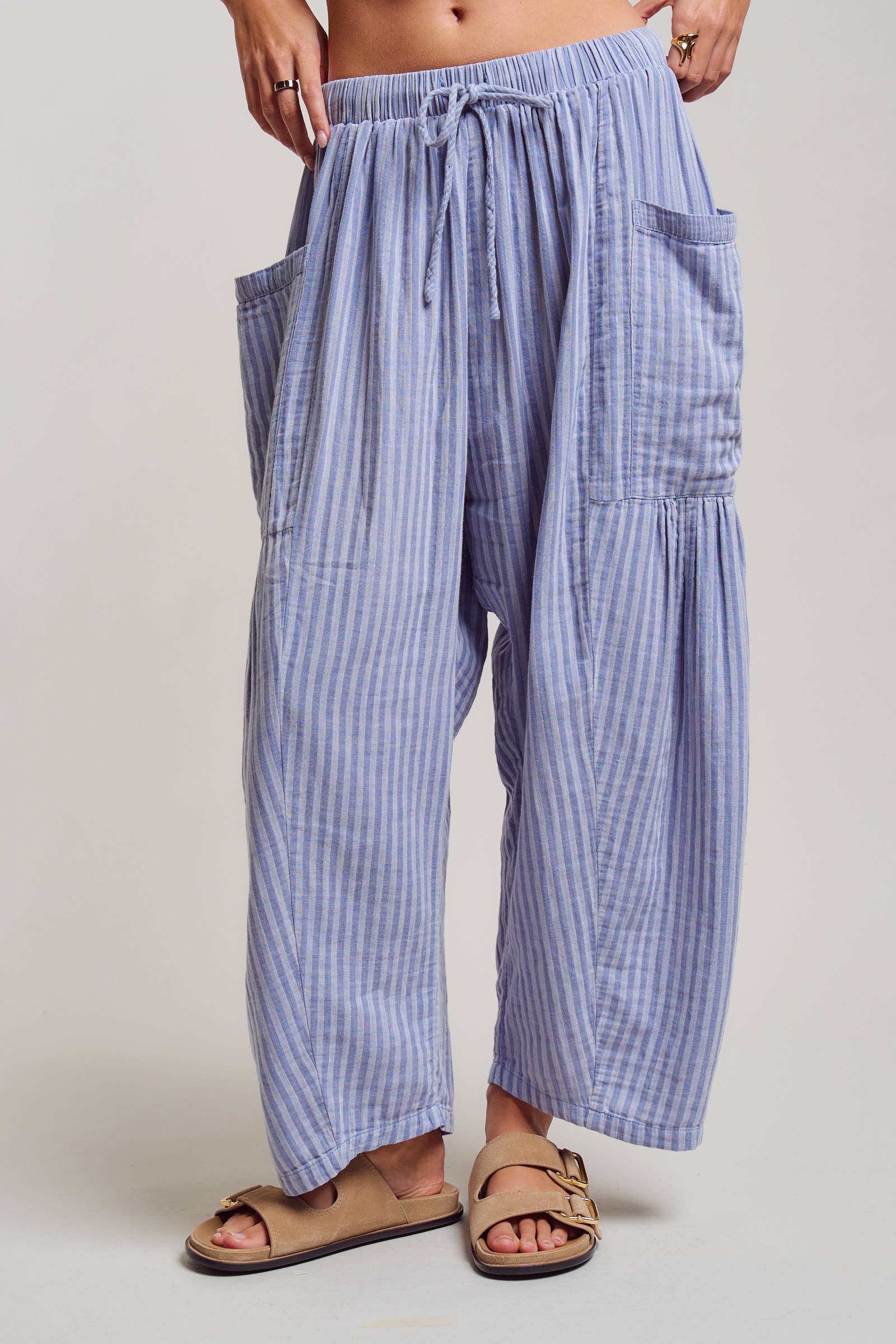 Striped Drawstring Harem Pants
