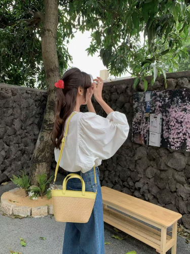 Straw Crossbody Basket Bag
