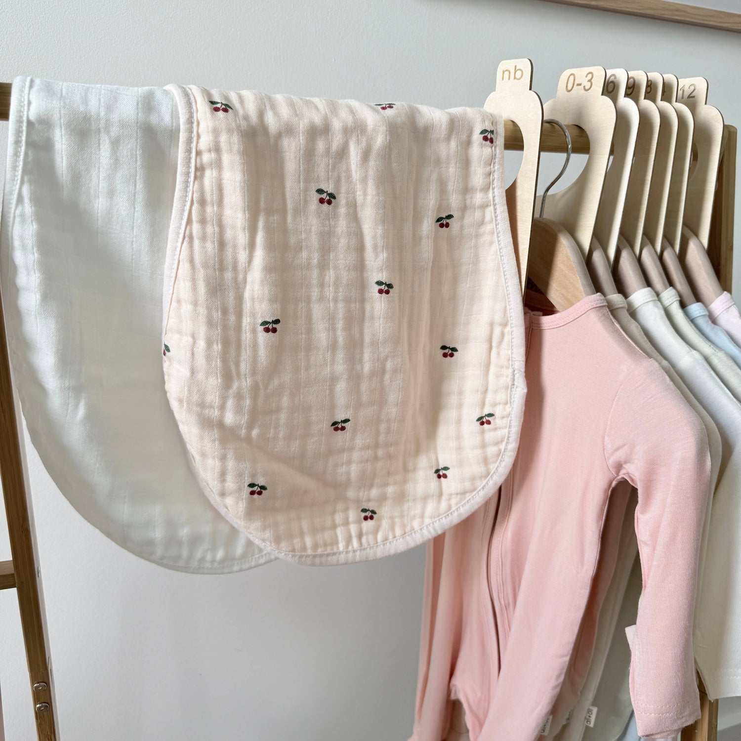 Cherry Bamboo Muslin Burp Cloth Set