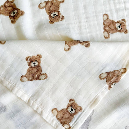 Teddy Bamboo Muslin Swaddle Baby Blanket