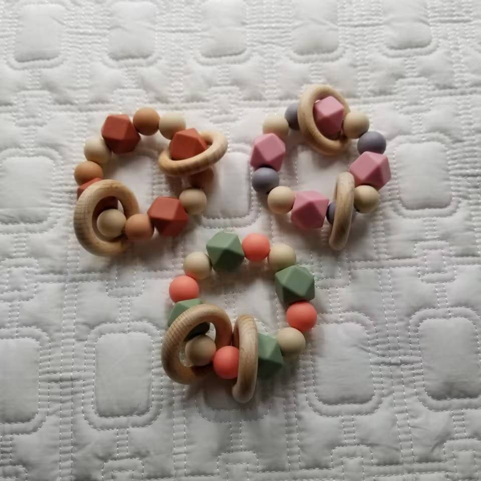 Grasping Silicone Bead Teething Rattle